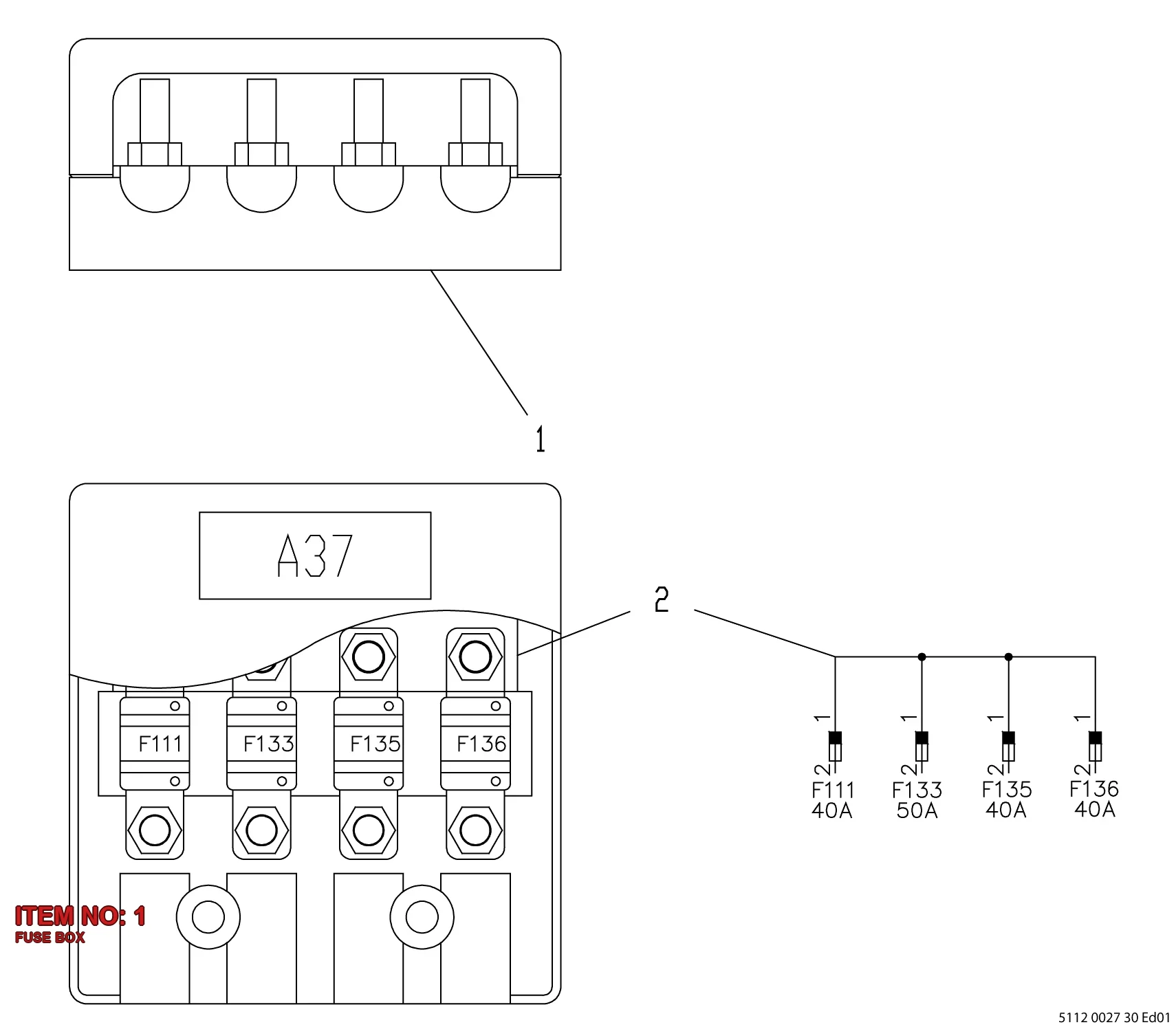 5112 3172 71 FUSE BOX - Technical Drawing