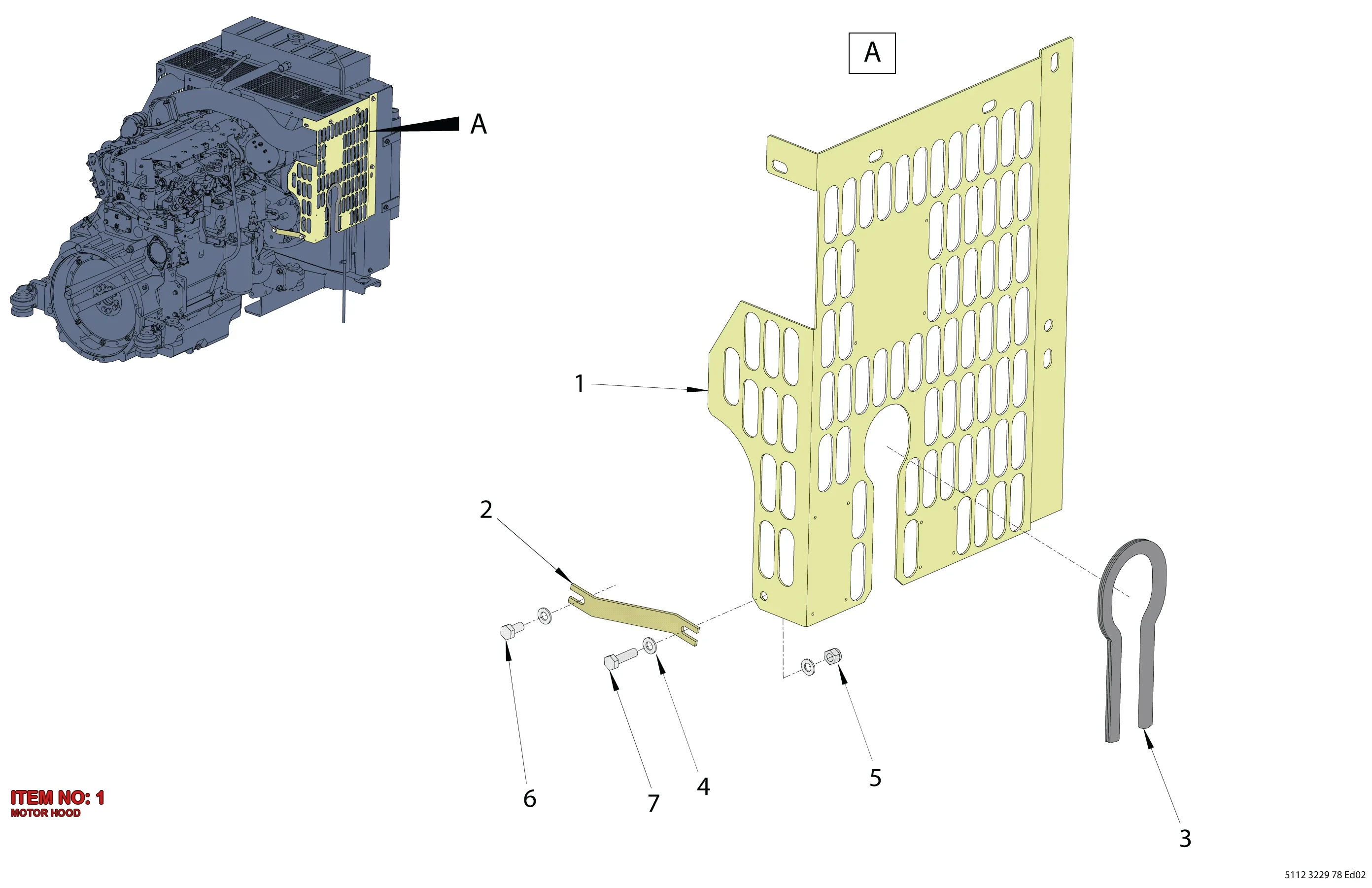 5112 3226 20 MOTOR HOOD - Technical Drawing
