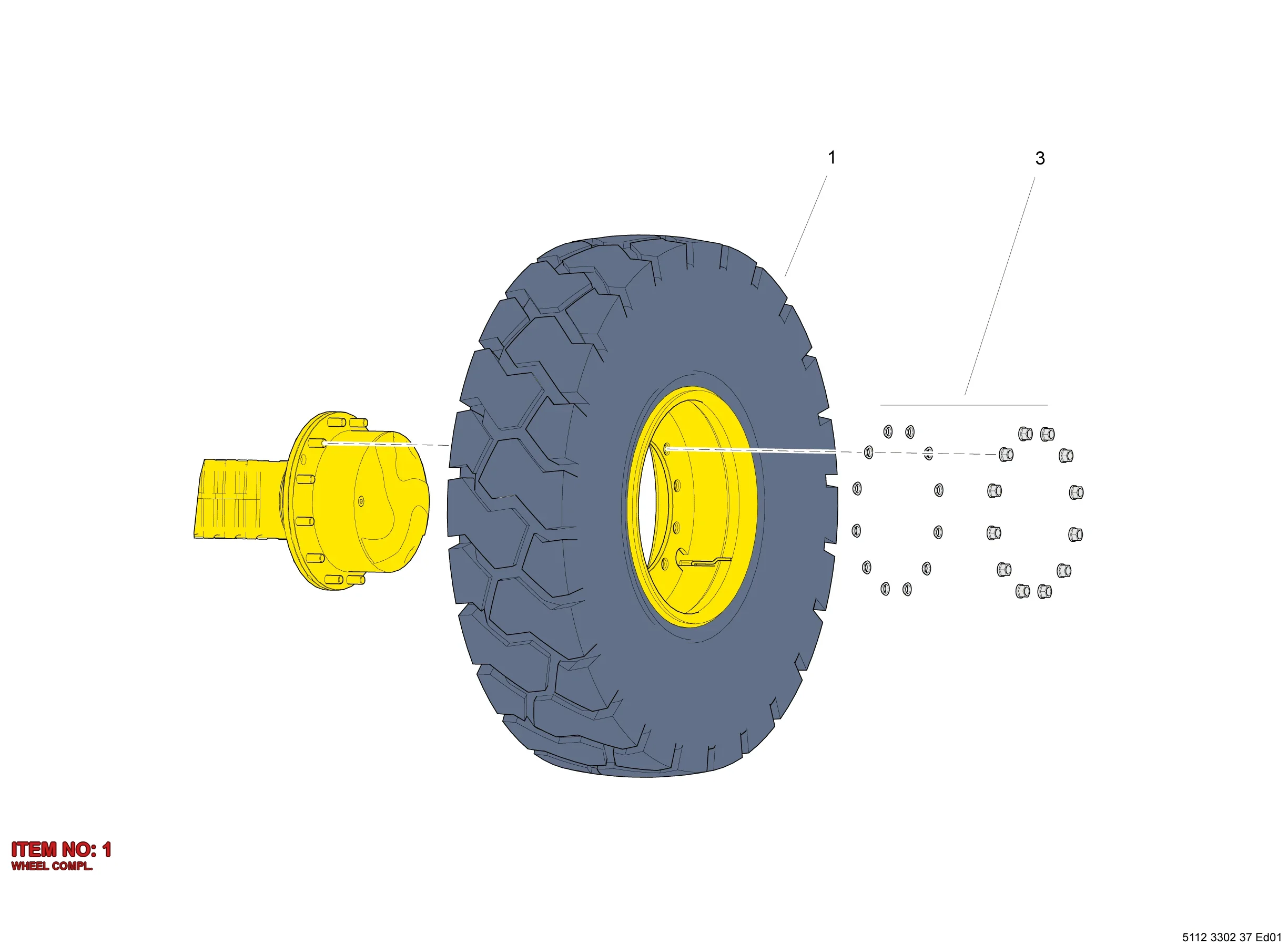5112 3226 57 WHEEL COMPL. - Technical Drawing