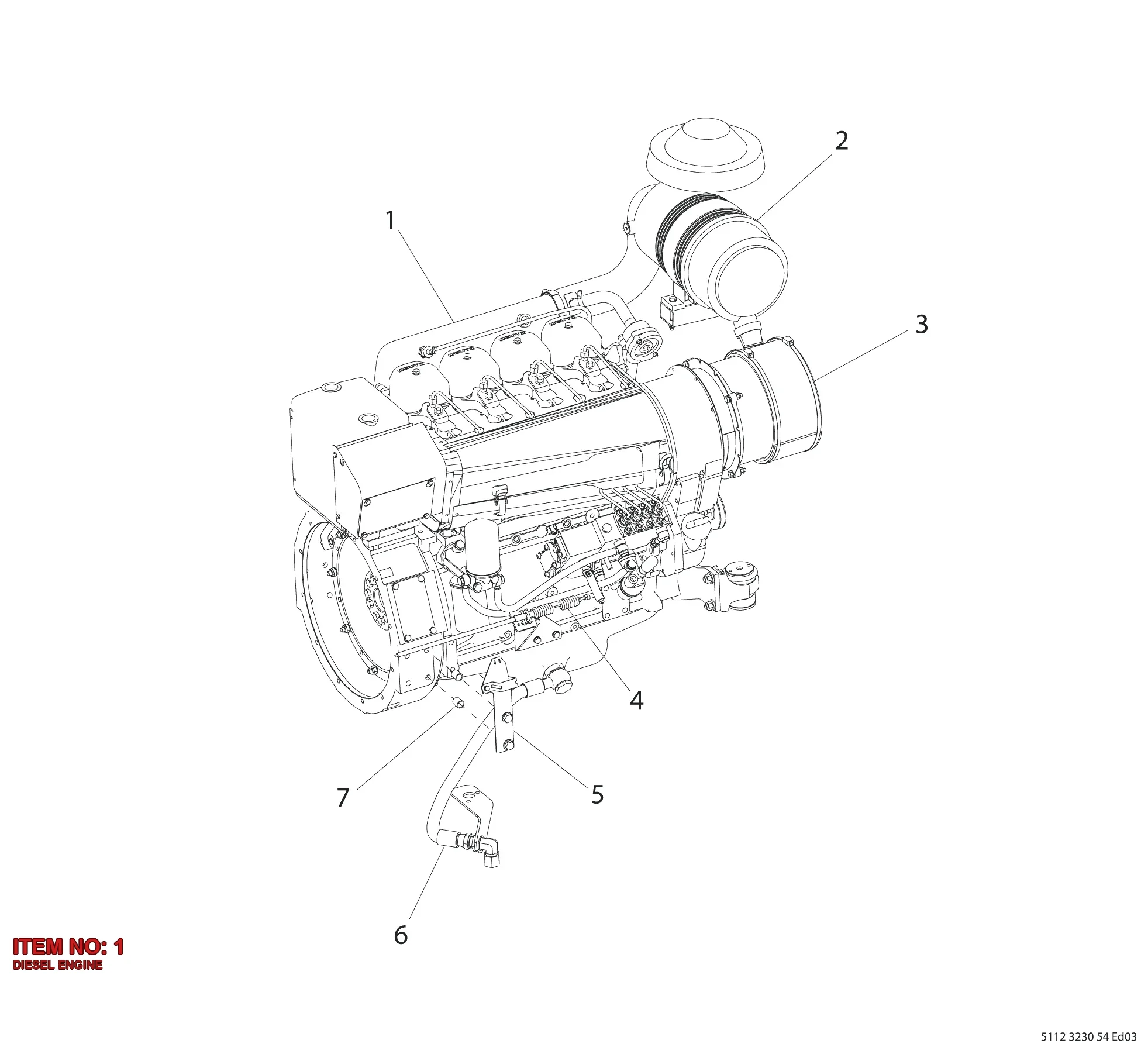 5112 3230 50 DIESEL ENGINE - Technical Drawing