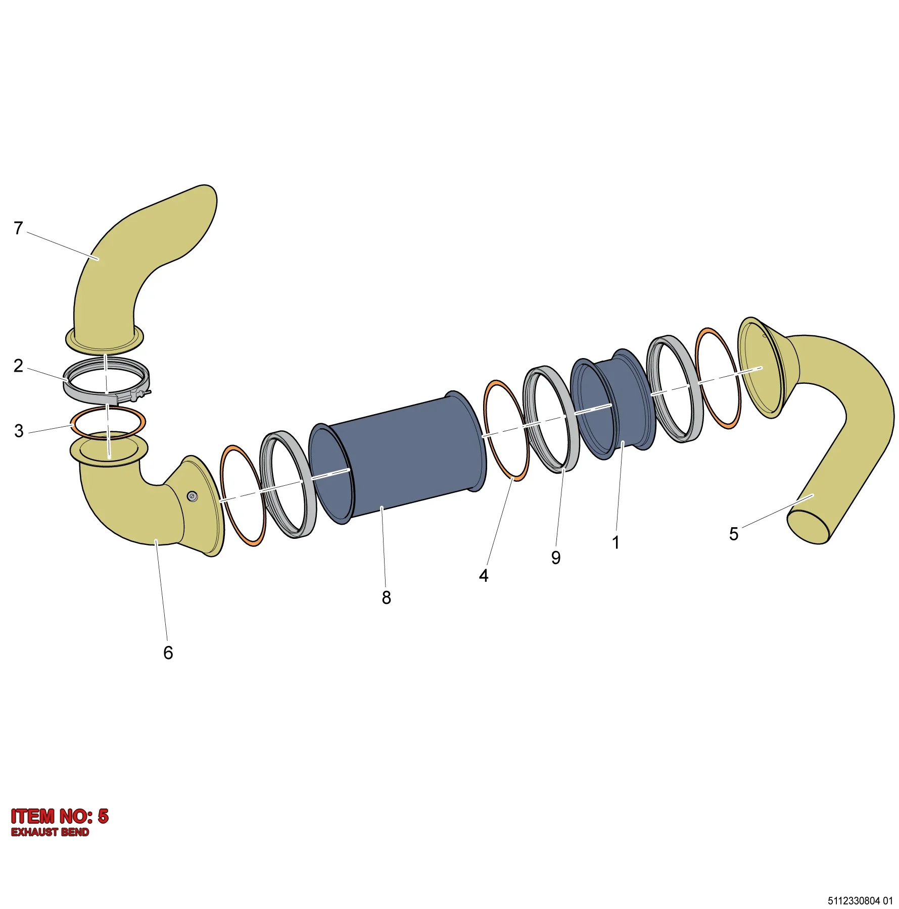 5112 3308 03 EXHAUST BEND - Technical Drawing
