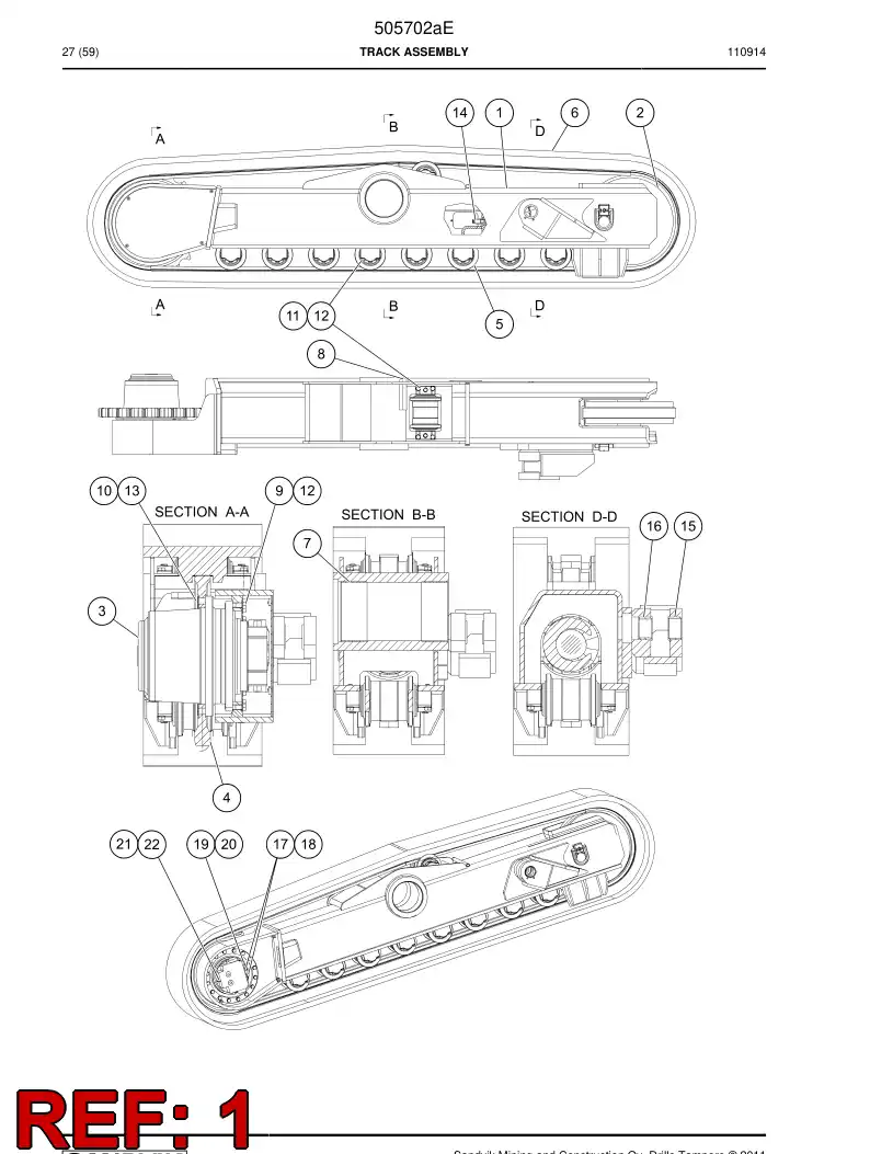 515125 515125 Track assembly - Sandvik Technical Drawing