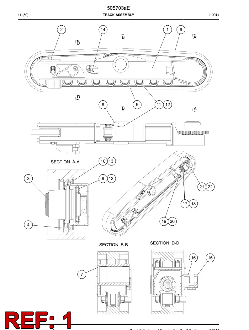 515135 515135 Track assembly - Sandvik Technical Drawing