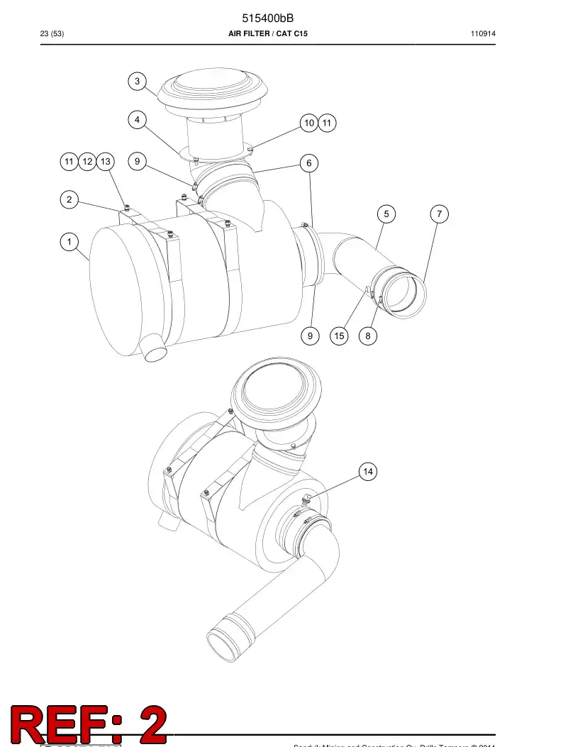515400b 515400b Air filter - Sandvik Technical Drawing