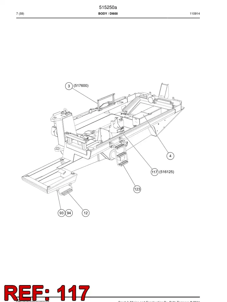 516125 516125 Bracket - Sandvik Technical Drawing