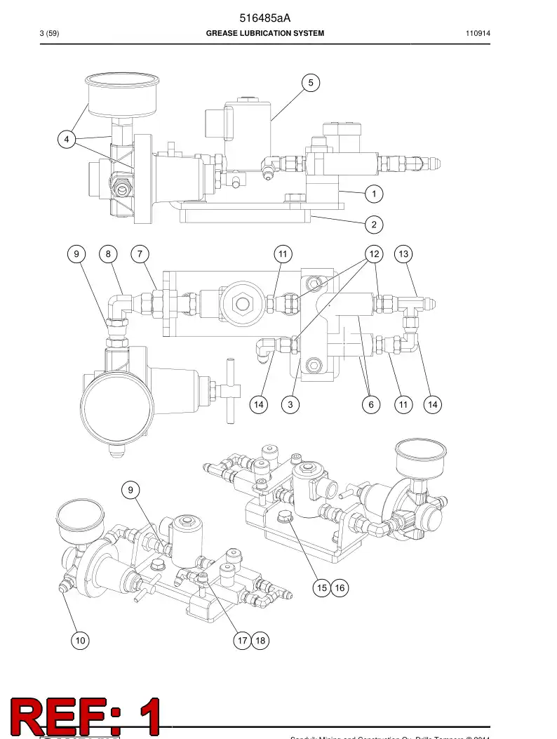 516485a 516485a Grease lubrication system - Sandvik Technical Drawing