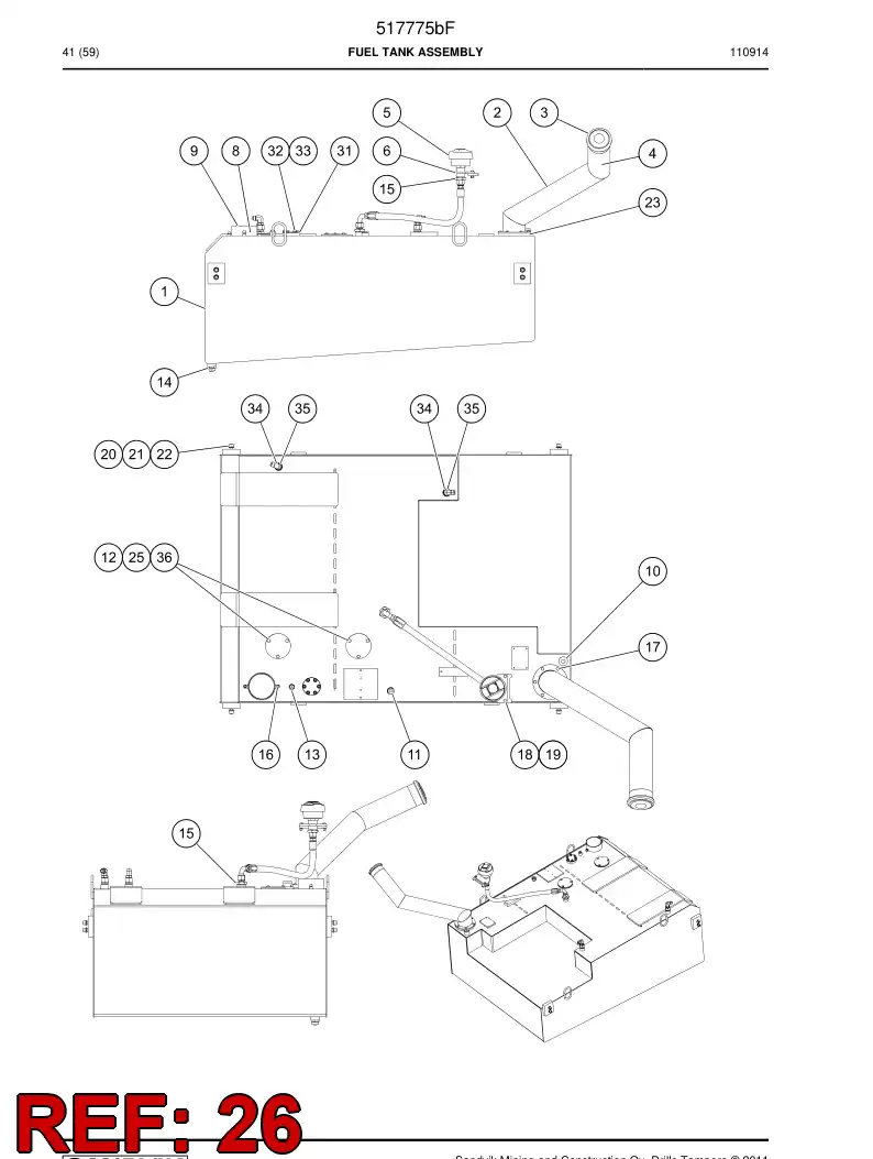 517775b 517775b Fuel tank assembly - Sandvik Technical Drawing