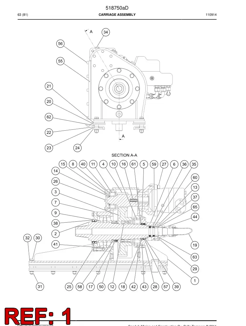 518280 518280 Carriage - Sandvik Technical Drawing