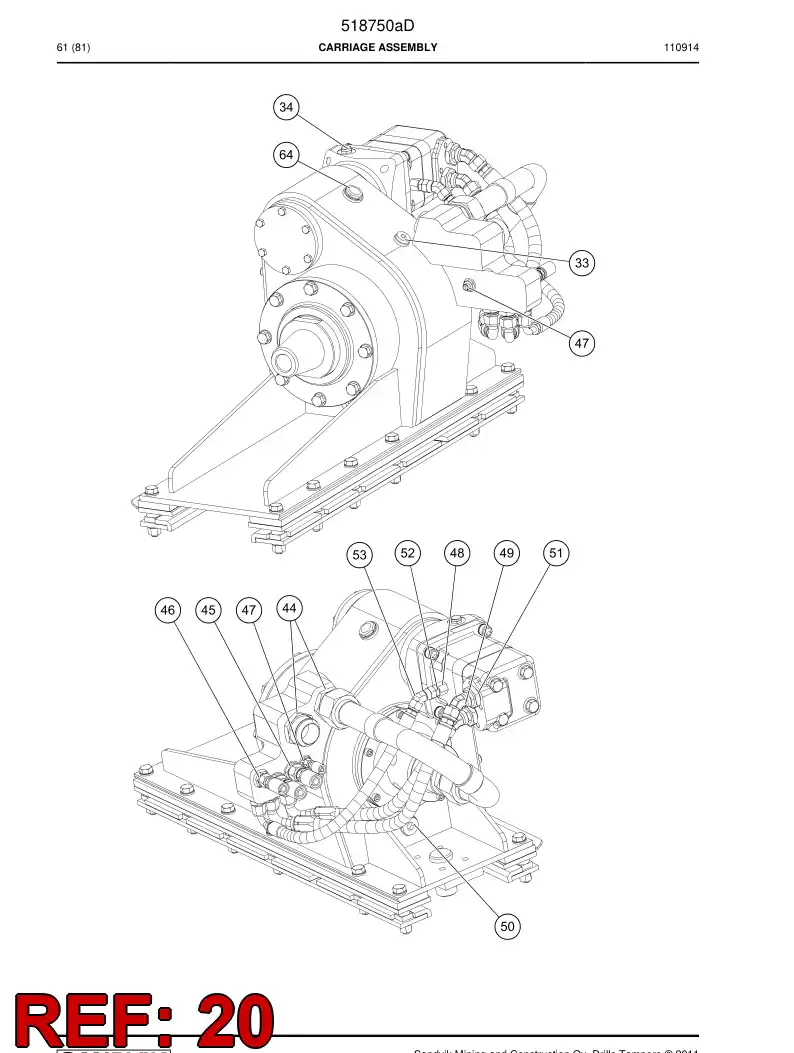 518750a 518750a CARRIAGE ASSEMBLY - Sandvik Technical Drawing