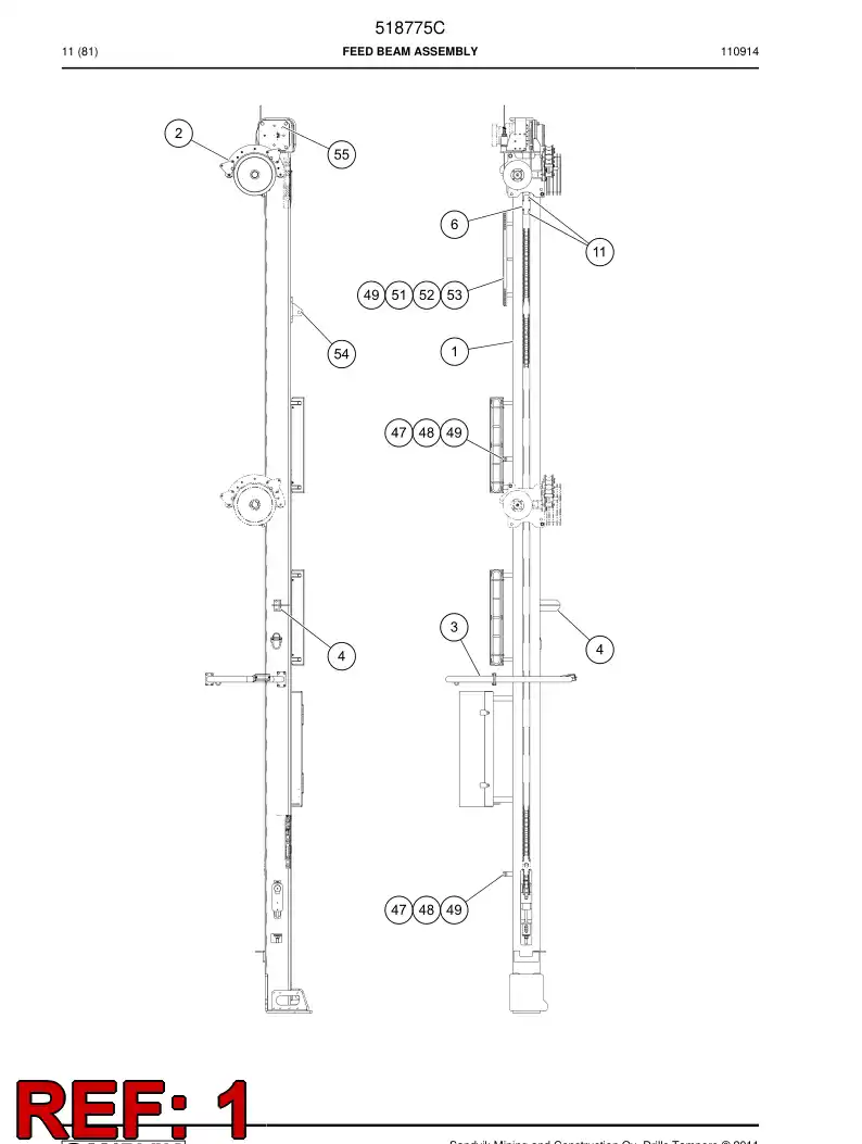 518760 518760 Feed beam - Sandvik Technical Drawing