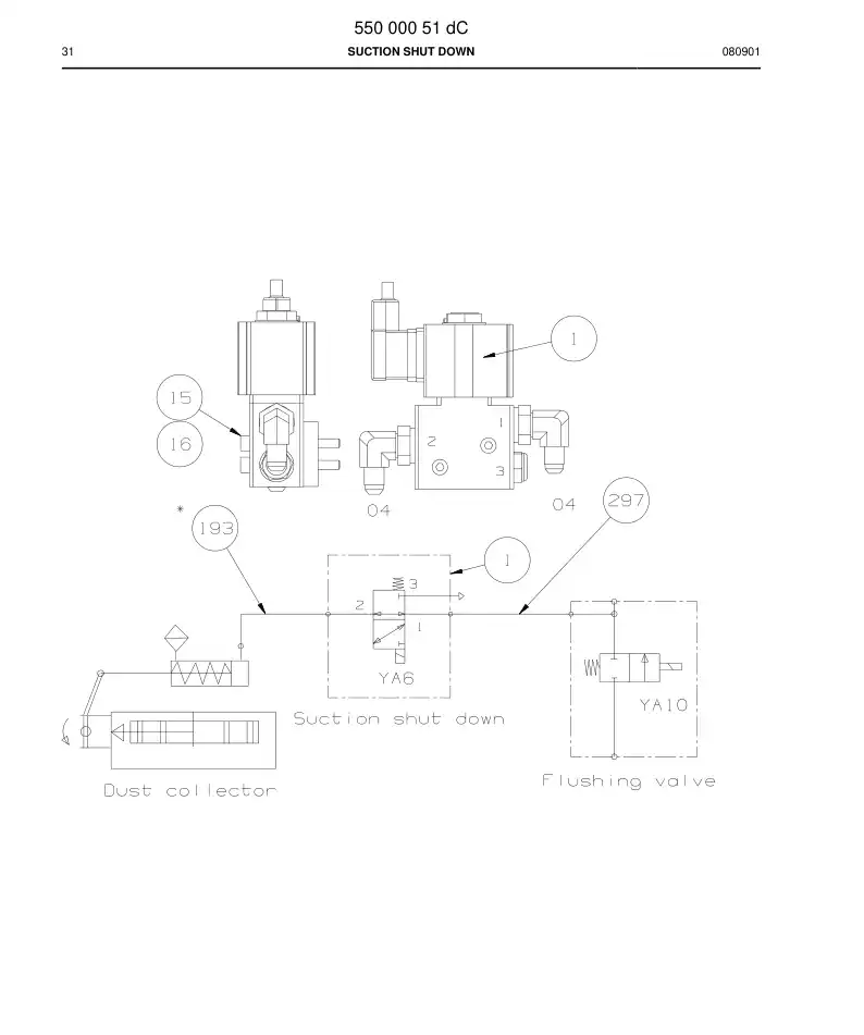 55000051d 550 000 51d Suction shut down - Sandvik Technical Drawing