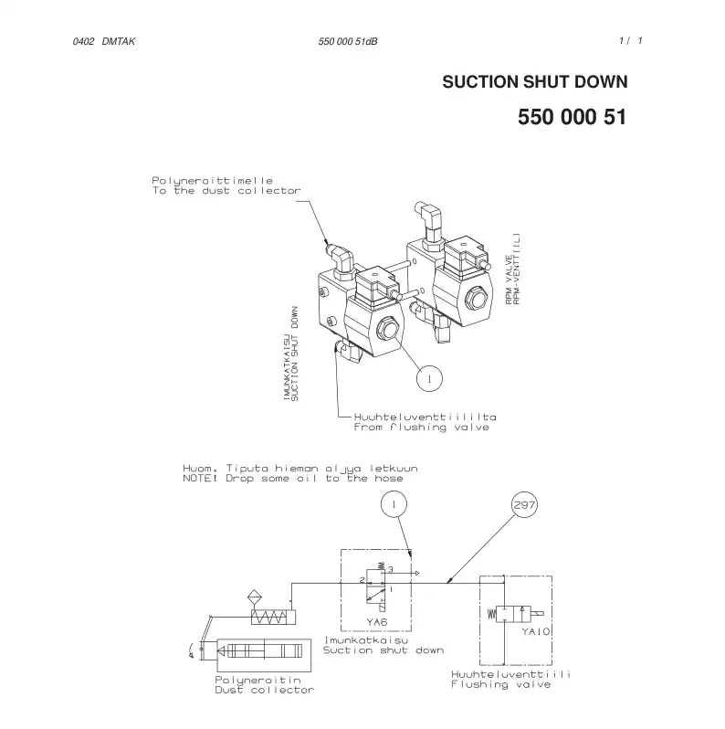 55000051dB 550 000 51dB SUCTION SHUT DOWN - Sandvik Technical Drawing