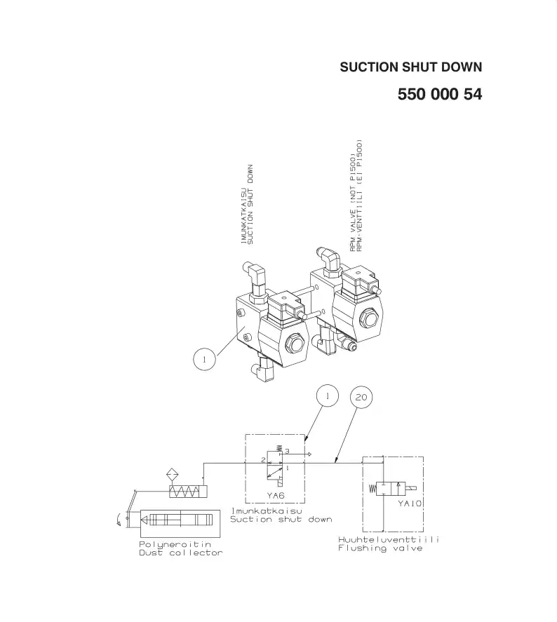 55000054bA 550 000 54bA SUCTION SHUT DOWN - Sandvik Technical Drawing