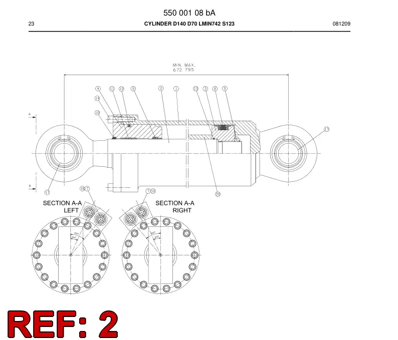 55000112b 550 001 12b PISTON ROD - Sandvik Technical Drawing