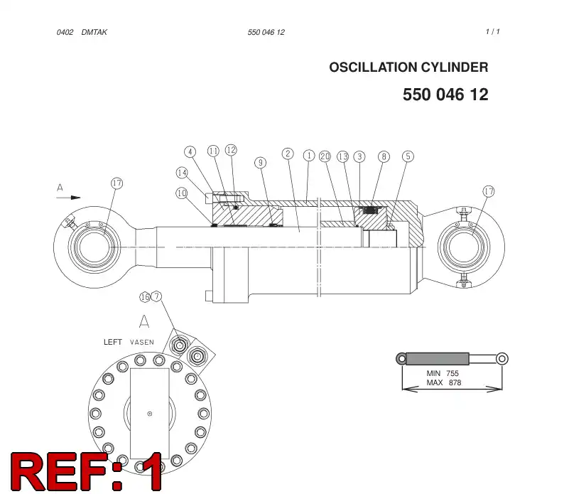 55000113 550 001 13 CYLINDER TUBE - Sandvik Technical Drawing