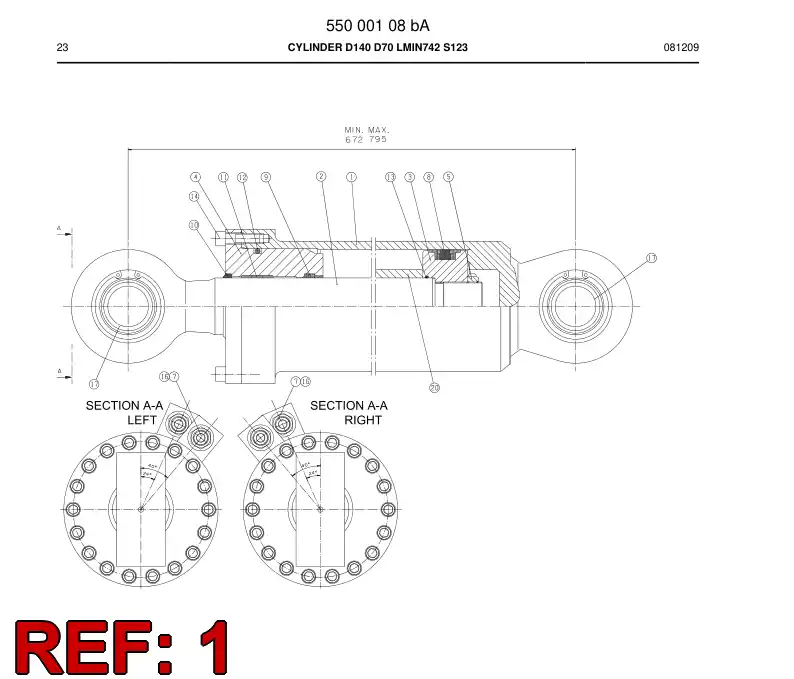 55000113a 550 001 13a Cylinder tube - Sandvik Technical Drawing