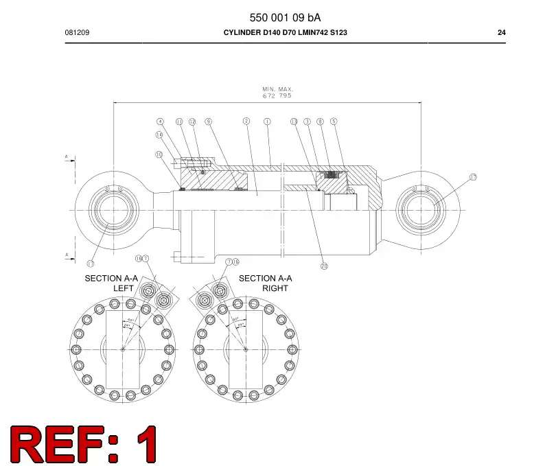 55000128a 550 001 28a Cylinder tube - Sandvik Technical Drawing