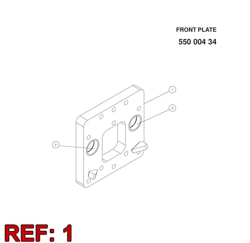 55000435 550 004 35 Plate, Front - Sandvik Technical Drawing