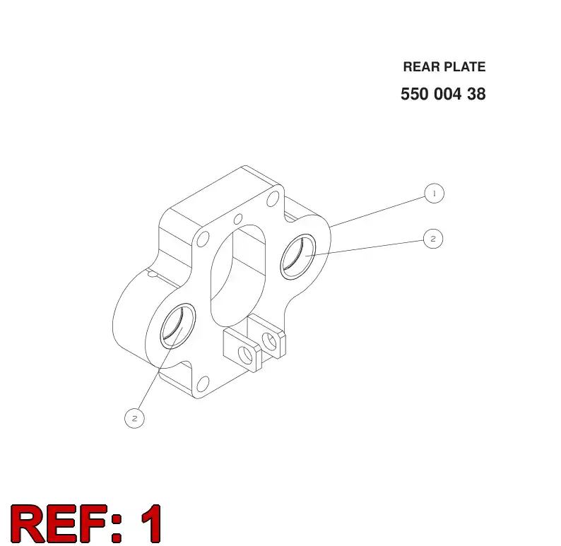 55000441 550 004 41 Plate, Rear - Sandvik Technical Drawing