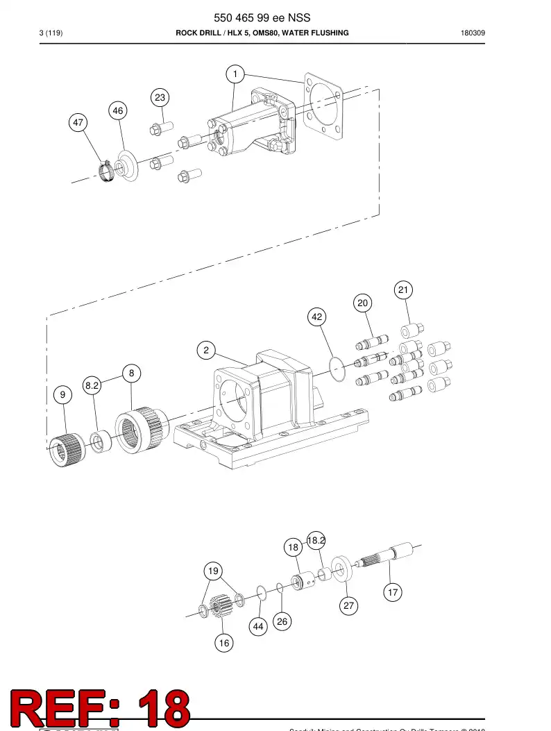 55000762a 550 007 62a HOUSING ASSEMBLY - Sandvik Technical Drawing