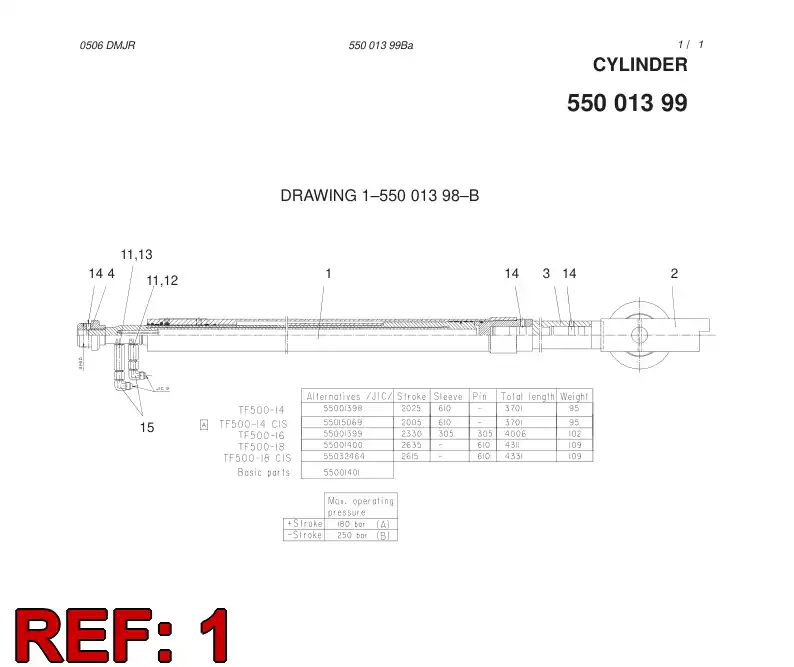 55000928 550 009 28 CYLINDER - Sandvik Technical Drawing