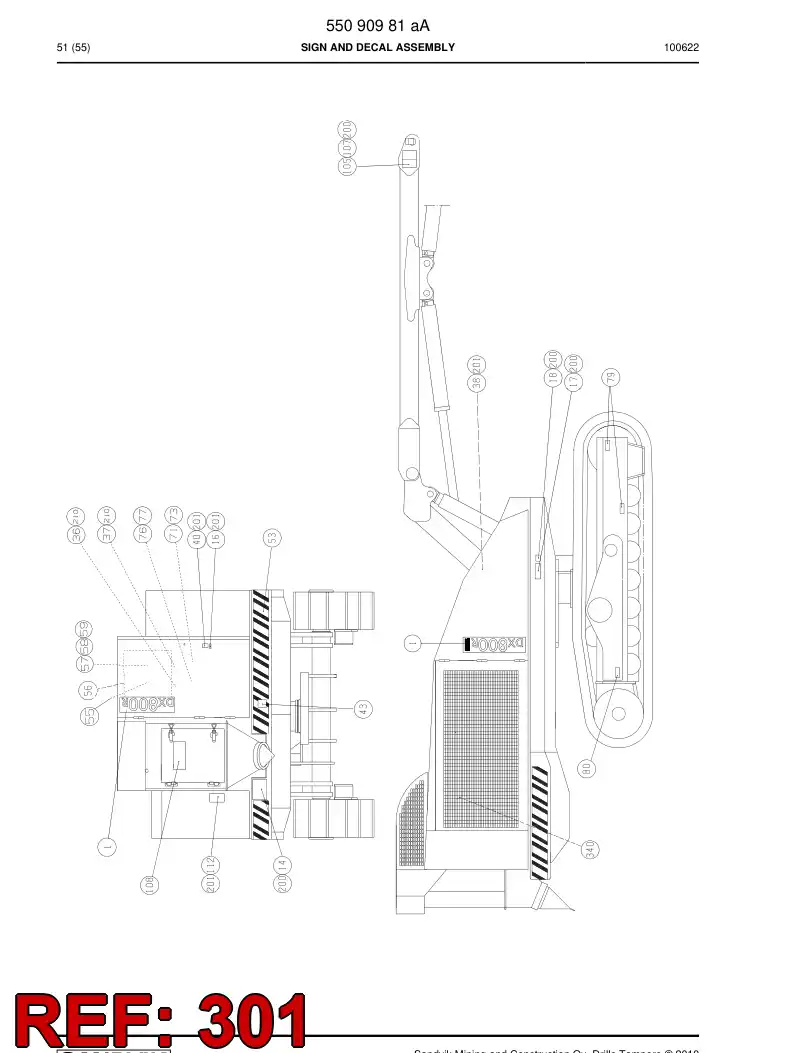 55001011 550 010 11 Guard - Sandvik Technical Drawing