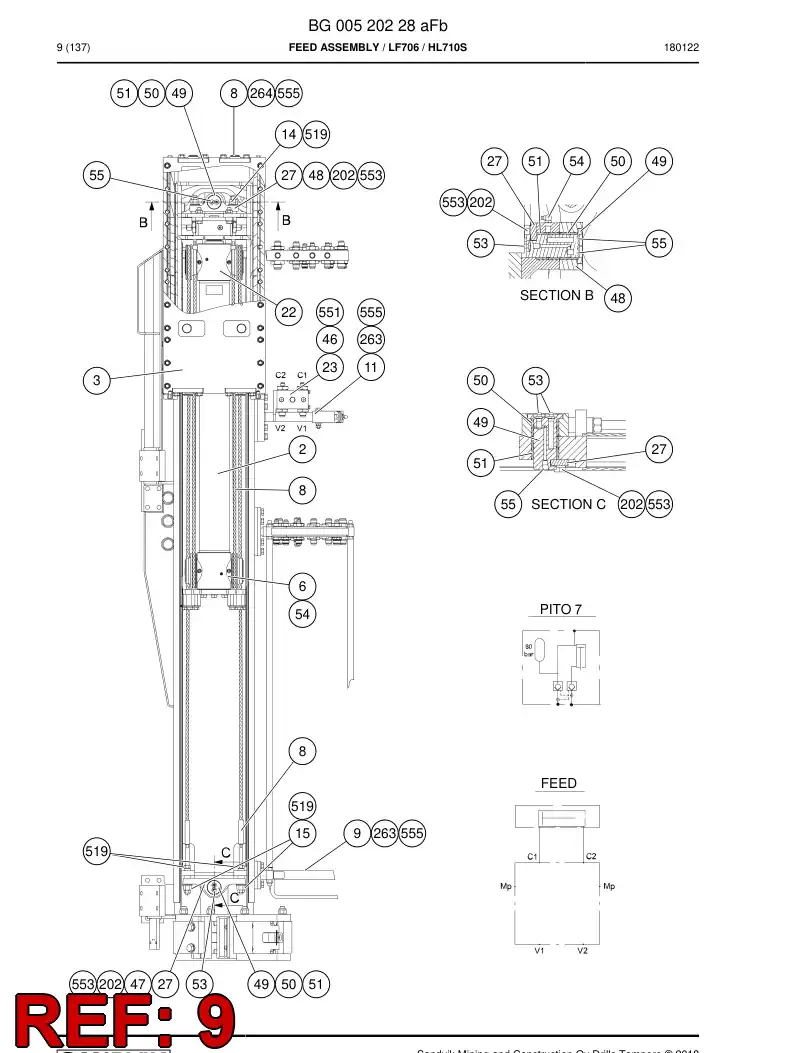 55001112b 550 011 12b Support - Sandvik Technical Drawing