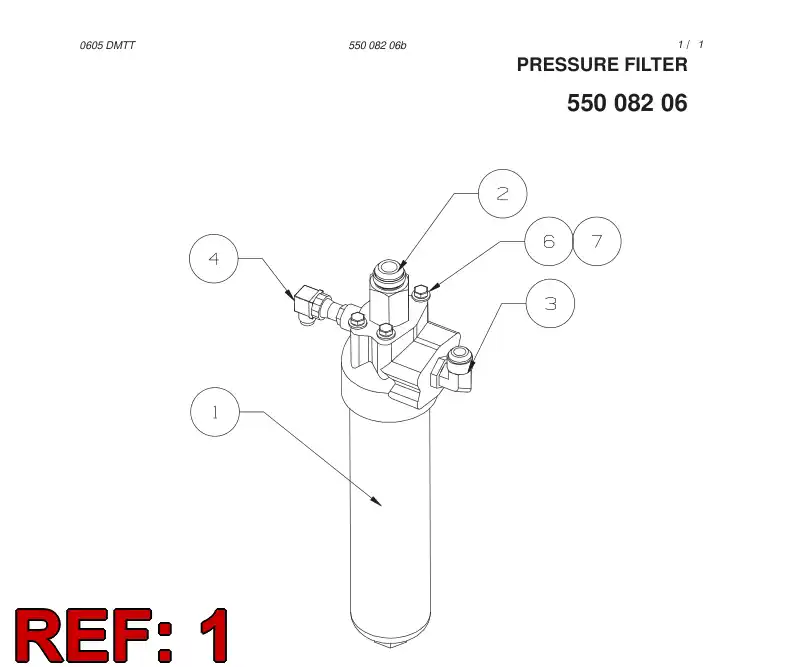 55001216 550 012 16 PRESSURE FILTER - Sandvik Technical Drawing