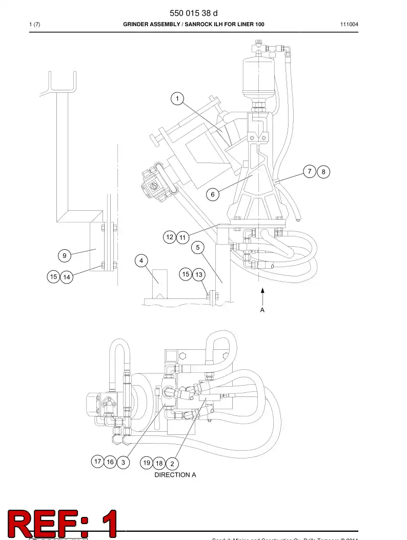 55001344a 550 013 44a Grinder assembly - Sandvik Technical Drawing