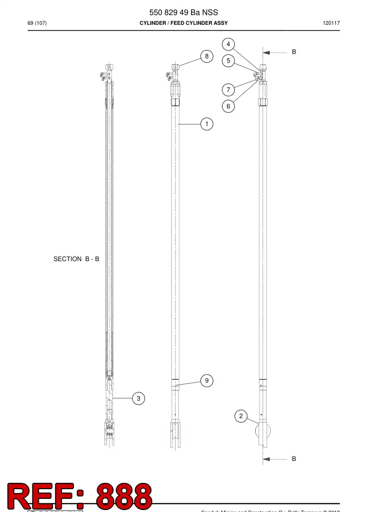 55001401a 550 014 01a Cylinder - Sandvik Technical Drawing