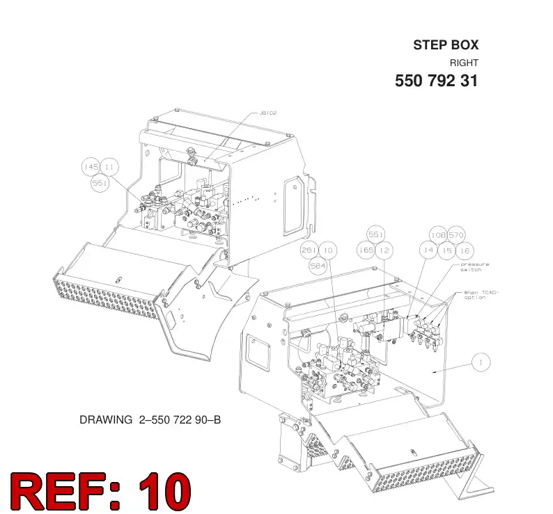 55001407 550 014 07 VALVE ASSEMBLY - Sandvik Technical Drawing