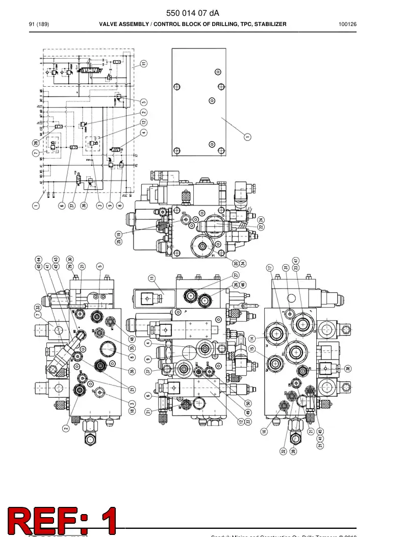 55001408a 550 014 08a Valve assembly - Sandvik Technical Drawing