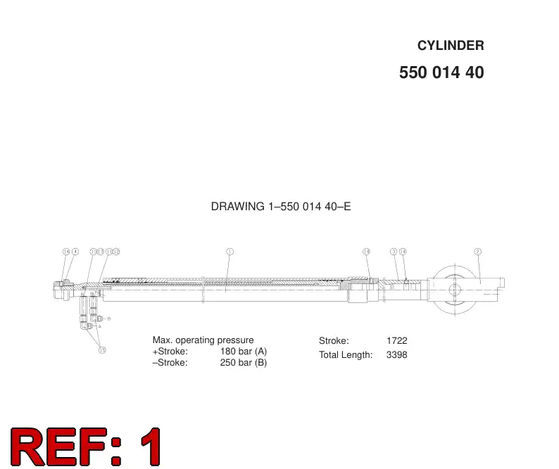 55001441 550 014 41 CYLINDER - Sandvik Technical Drawing