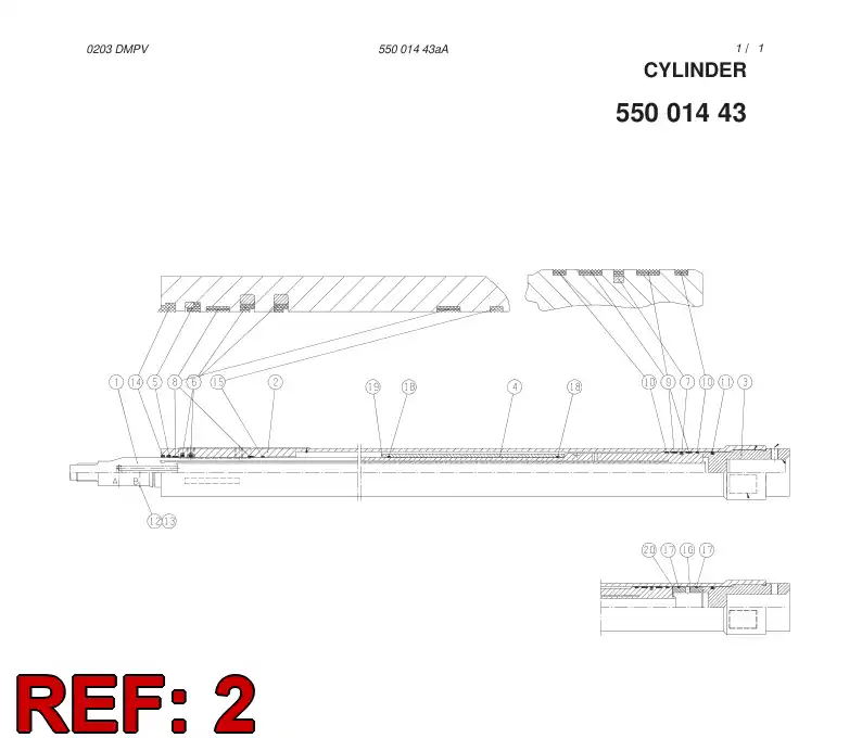 55001445 550 014 45 CYLINDER TUBE - Sandvik Technical Drawing