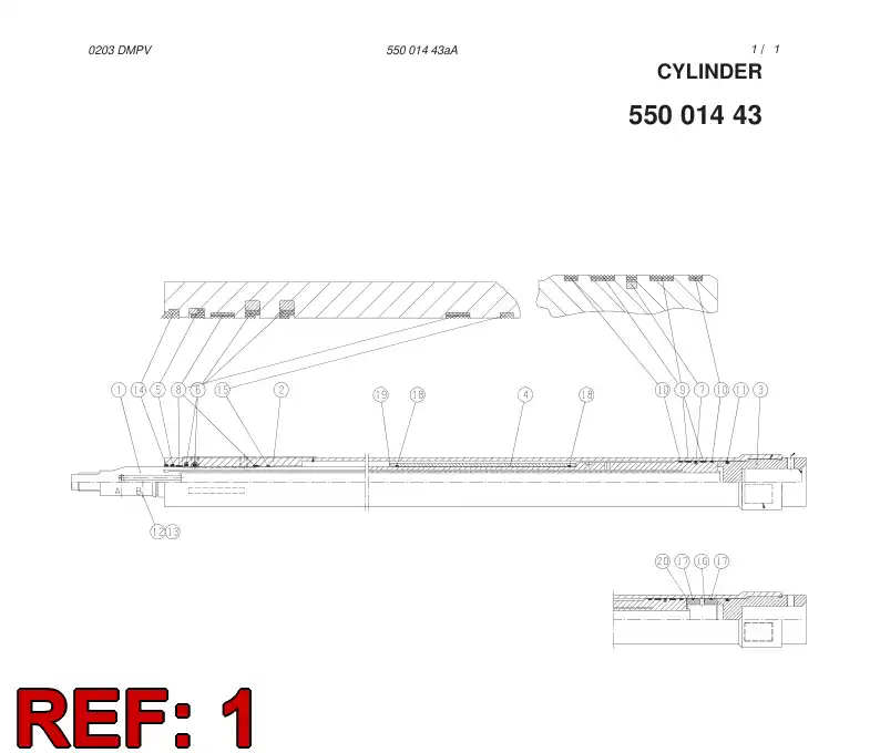55001447 550 014 47 PISTON PISTON ROD - Sandvik Technical Drawing