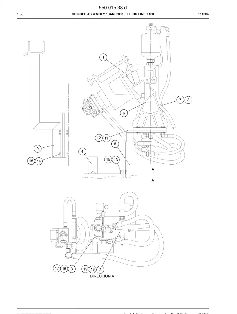 55001538d 550 015 38d GRINDER ASSEMBLY - Sandvik Technical Drawing