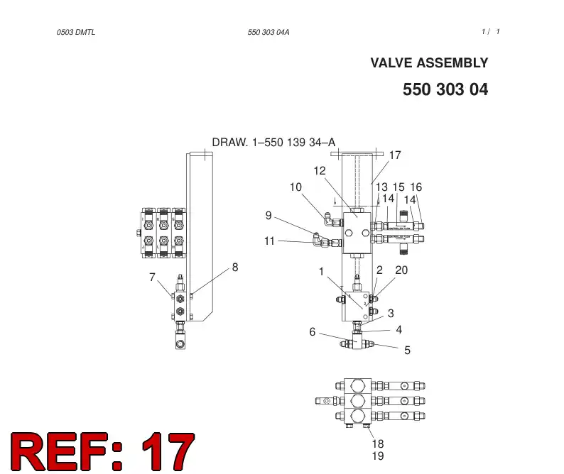 55001704 550 017 04 BRACKET - Sandvik Technical Drawing