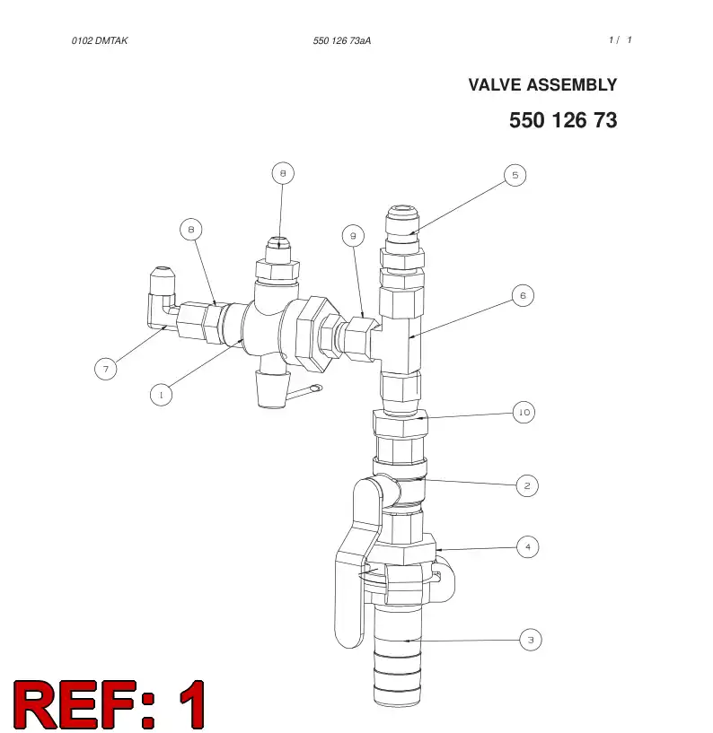 55001719 550 017 19 Valve, Ball - Sandvik Technical Drawing