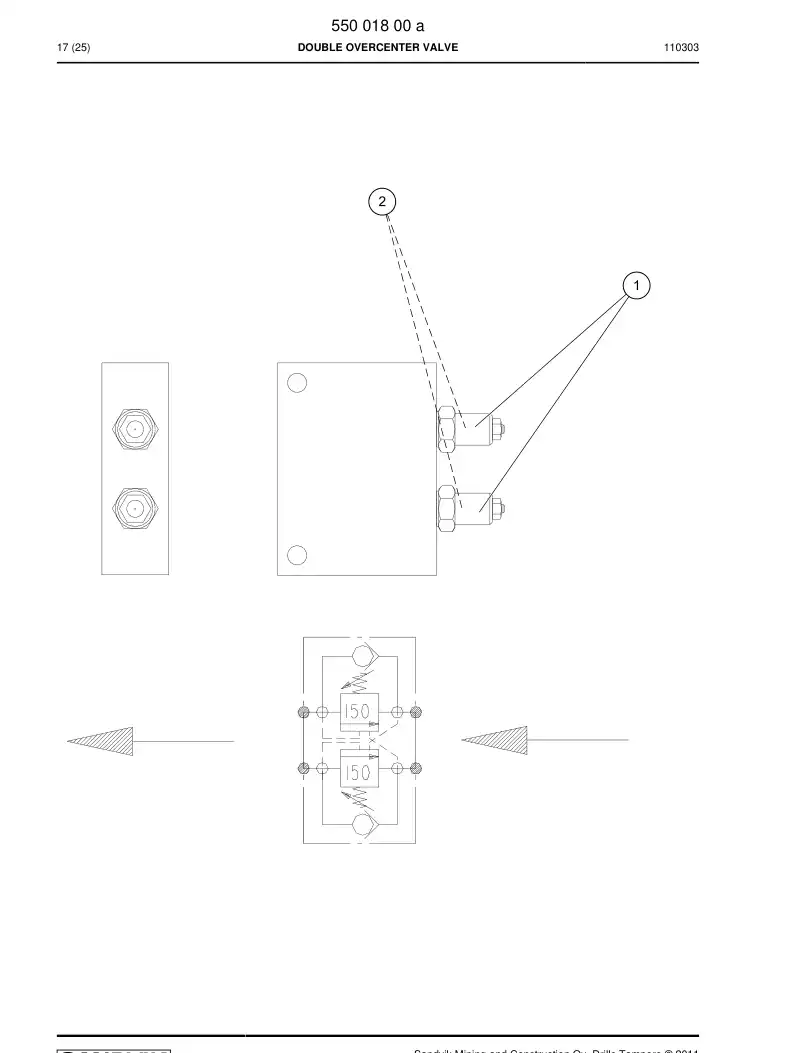 55001801a 550 018 01a Valve, Counterbalance - Sandvik Technical Drawing