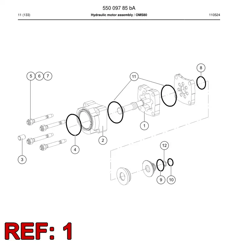 55001903a 550 019 03a Hydraulic motor - Sandvik Technical Drawing