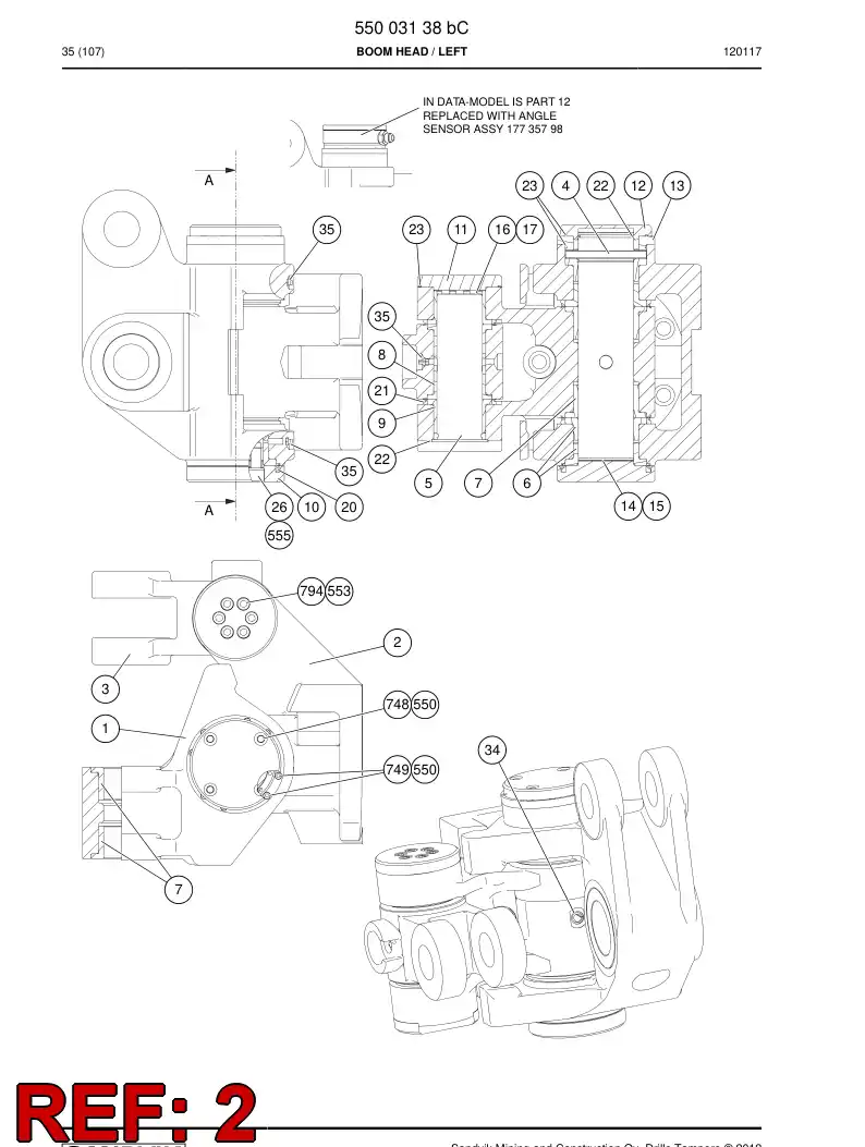 55002013b 550 020 13b Swing piece - Sandvik Technical Drawing