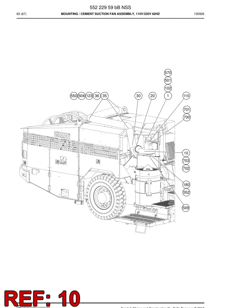 55002066a 550 020 66a EXTRATOR DE GS DE COMBUSTO - Sandvik Technical Drawing