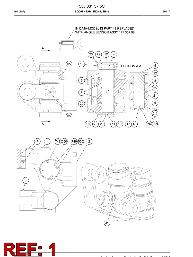 55002381b 550 023 81b Frame - Sandvik Technical Drawing
