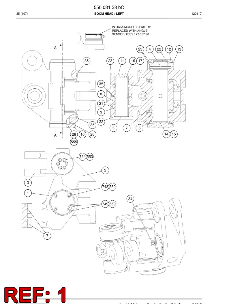 55002383b 550 023 83b Frame - Sandvik Technical Drawing