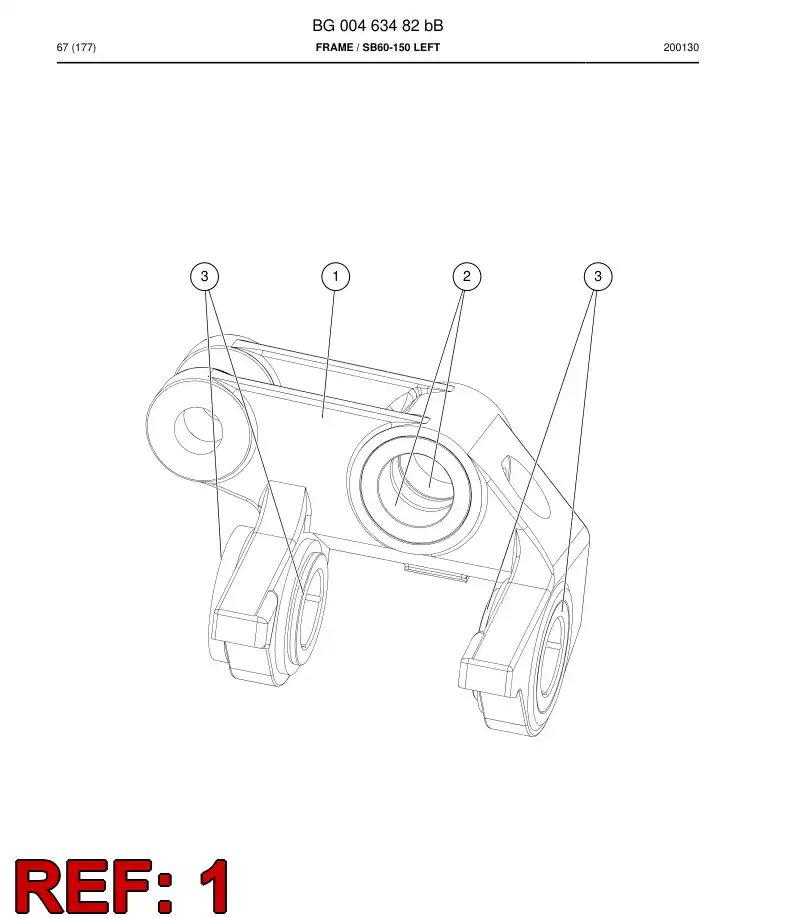 55002385b 550 023 85b Frame - Sandvik Technical Drawing