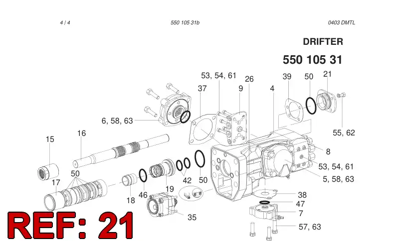 55002637 550 026 37 REAR COVER - Sandvik Technical Drawing