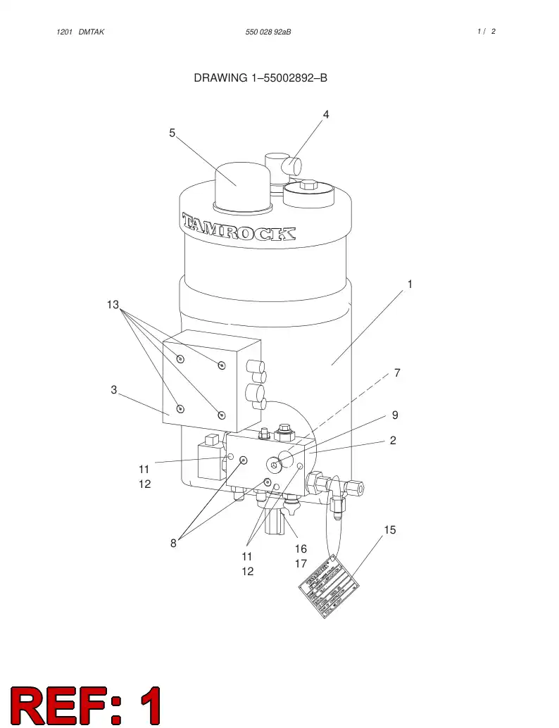 55002890 550 028 90 TANK - Sandvik Technical Drawing