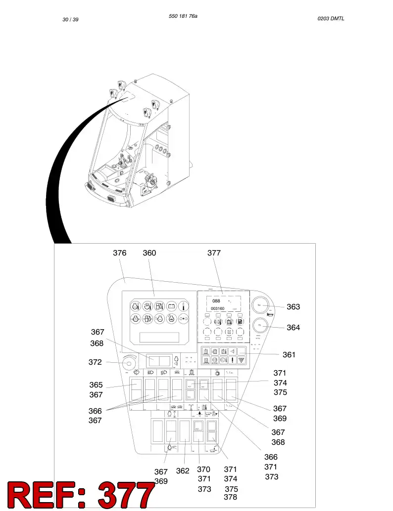 55003044 550 030 44 PROGRAMMED ELECTRONIC ASSEMBLY - Sandvik Technical Drawing