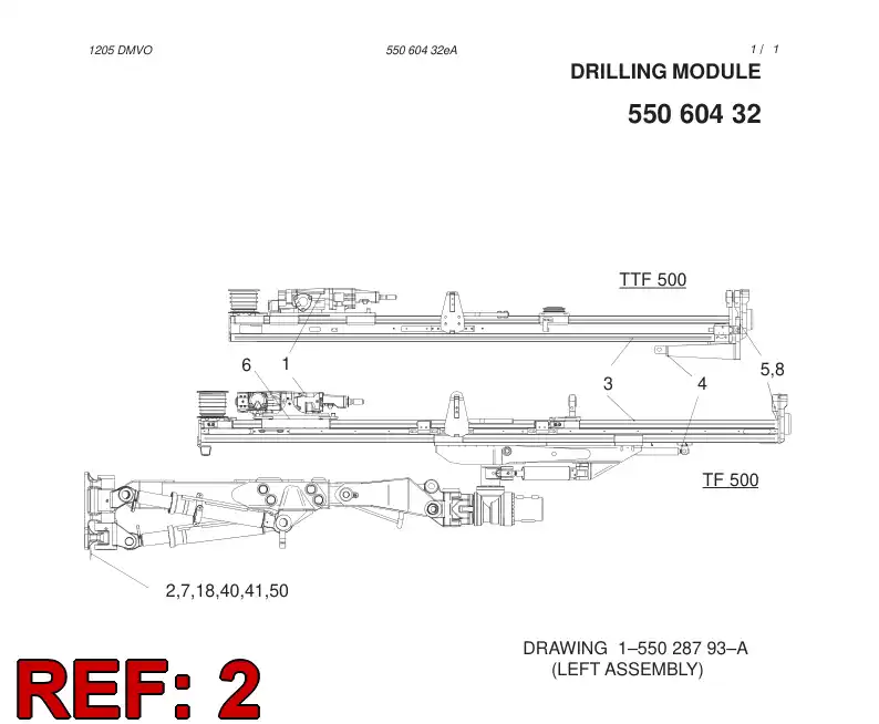 55003121 550 031 21 BOOM ASSEMBLY - Sandvik Technical Drawing