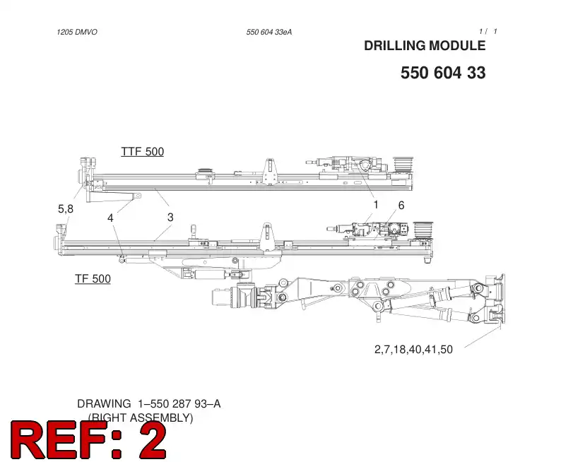 55003131 550 031 31 BOOM ASSEMBLY - Sandvik Technical Drawing